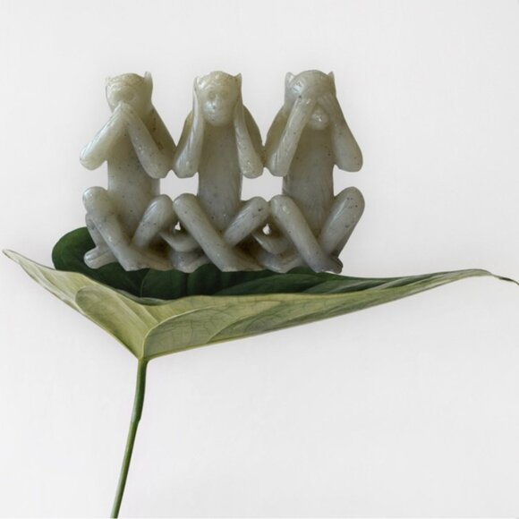 Chinese Craved Soapstone See No Evil-Speak No Evil- Hear No Evil Monkeys - Picture 1 of 6